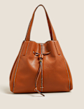 Faux Leather Drawstring Tote Bag