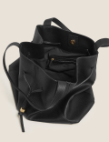 Faux Leather Drawstring Tote Bag