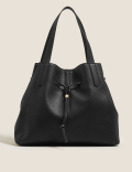 Faux Leather Drawstring Tote Bag