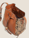 Faux Leather Drawstring Cross Body Bag