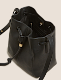 Faux Leather Drawstring Cross Body Bag