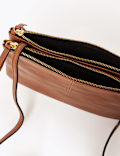 Leather Double Zip Cross Body Bag