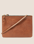 Leather Double Zip Cross Body Bag
