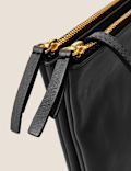 Leather Double Zip Cross Body Bag