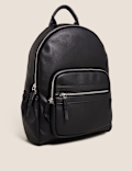 Faux Leather Zip Around Backpack