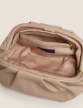 Faux Leather Ruched Clutch Bag