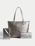 Faux Leather Croc Effect Tote Bag