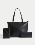 Faux Leather Croc Effect Tote Bag
