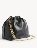 Faux Leather Drawstring Shoulder Bag