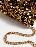 Sequin Chain Clutch Strap Bag