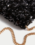 Sequin Chain Clutch Strap Bag