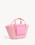 Straw Drawstring Tote Bag