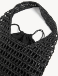 Straw Drawstring Tote Bag