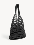Straw Drawstring Tote Bag