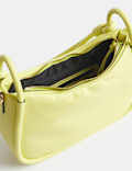 Faux Leather Top Handle Grab Bag