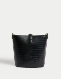 Faux Leather Croc Effect Bucket Bag