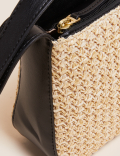 Straw Buckle Detail Shoulder Bag