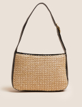 Straw Buckle Detail Shoulder Bag