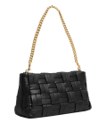 Leather Woven Chain Strap Clutch Bag