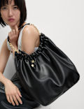 Faux Leather Chain Strap Shoulder Bag