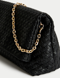 Faux Leather Woven Clutch Bag