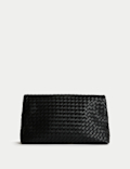 Faux Leather Woven Clutch Bag