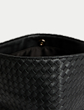 Faux Leather Woven Clutch Bag