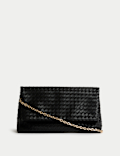Faux Leather Woven Clutch Bag
