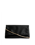 Faux Leather Woven Clutch Bag