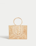 Straw Top Handle Structured Bag