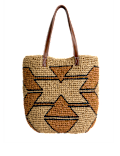 Striped Straw Tote Bag