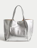 Leather Plain Tote Bag