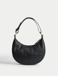 Leather Croc Effect Shoulder Bag