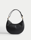 Leather Croc Effect Shoulder Bag