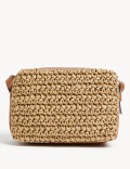 Straw Cross Body Camera Bag