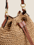 Straw Duffle Cross Body Bag