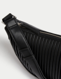 Leather Pleated Sling Cross Body Bag