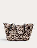 Suedette Animal Print Slouchy Tote Bag
