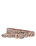 Leather Metallic Weave Hip Belt