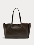Faux Leather Structured Tote Bag