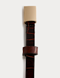 Leather Skinny Lizard Effect Jeans Belt
