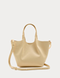 Faux Leather Pinched Mini Tote Bag