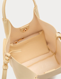 Faux Leather Pinched Mini Tote Bag