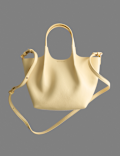 Faux Leather Pinched Mini Tote Bag