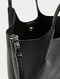 Faux Leather Pinched Mini Tote Bag