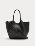 Faux Leather Pinched Mini Tote Bag
