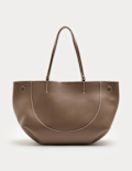 Faux Leather Stitch Detail Tote Bag