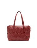 Faux Leather Woven Shoulder Bag