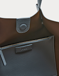 Faux Leather Pinched Strap Detail Tote Bag