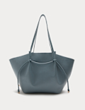 Faux Leather Pinched Strap Detail Tote Bag